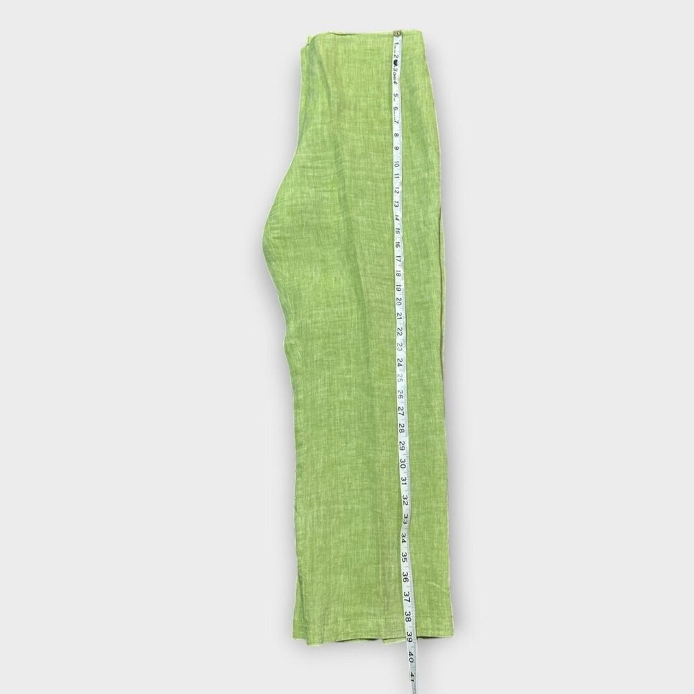 Vintage Womens Linen Pants M Green Wide Leg Coastal Vacay Beach Hawaii Tropical - Picture 3 of 8